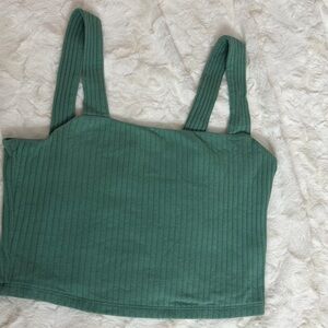 American Eagle Outfitters Teal Ribbed Crop Top